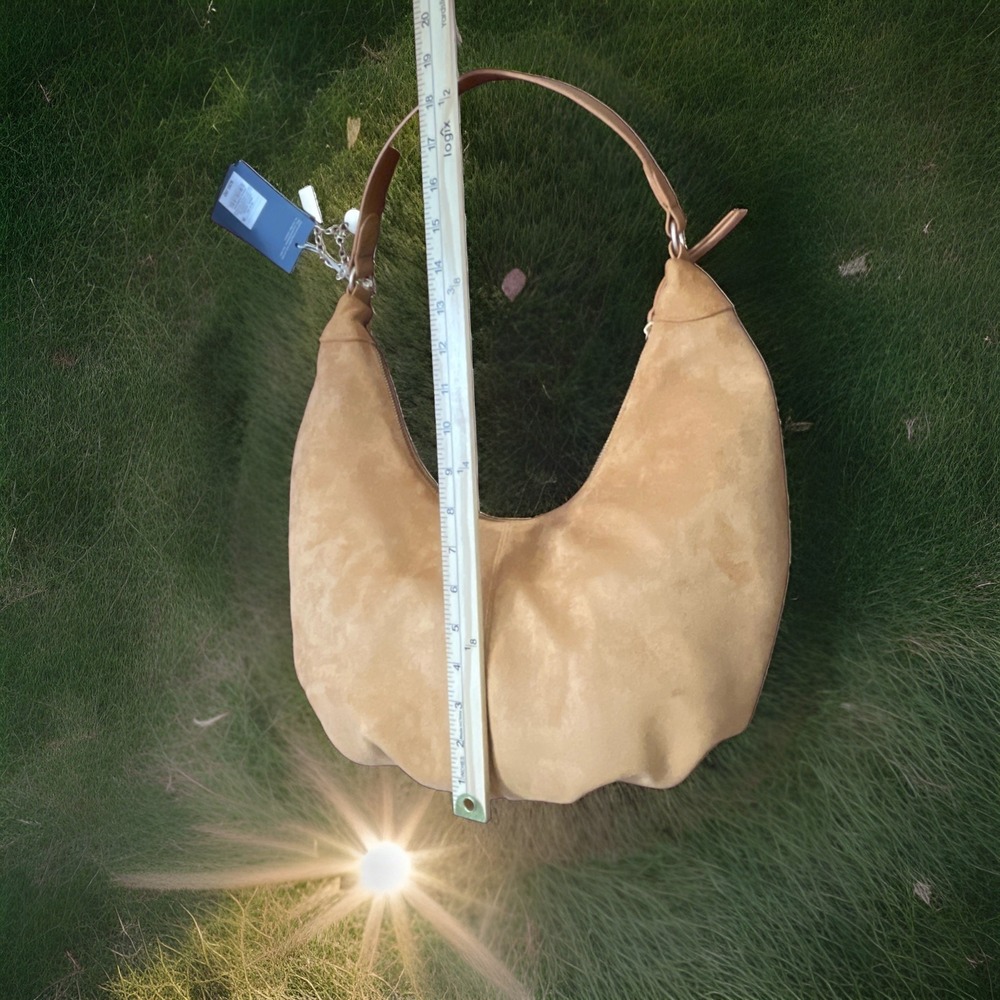 Oversized Crescent Shoulder Bag - Universal Thread First Suede Camel Color Boho - Picture 5 of 11